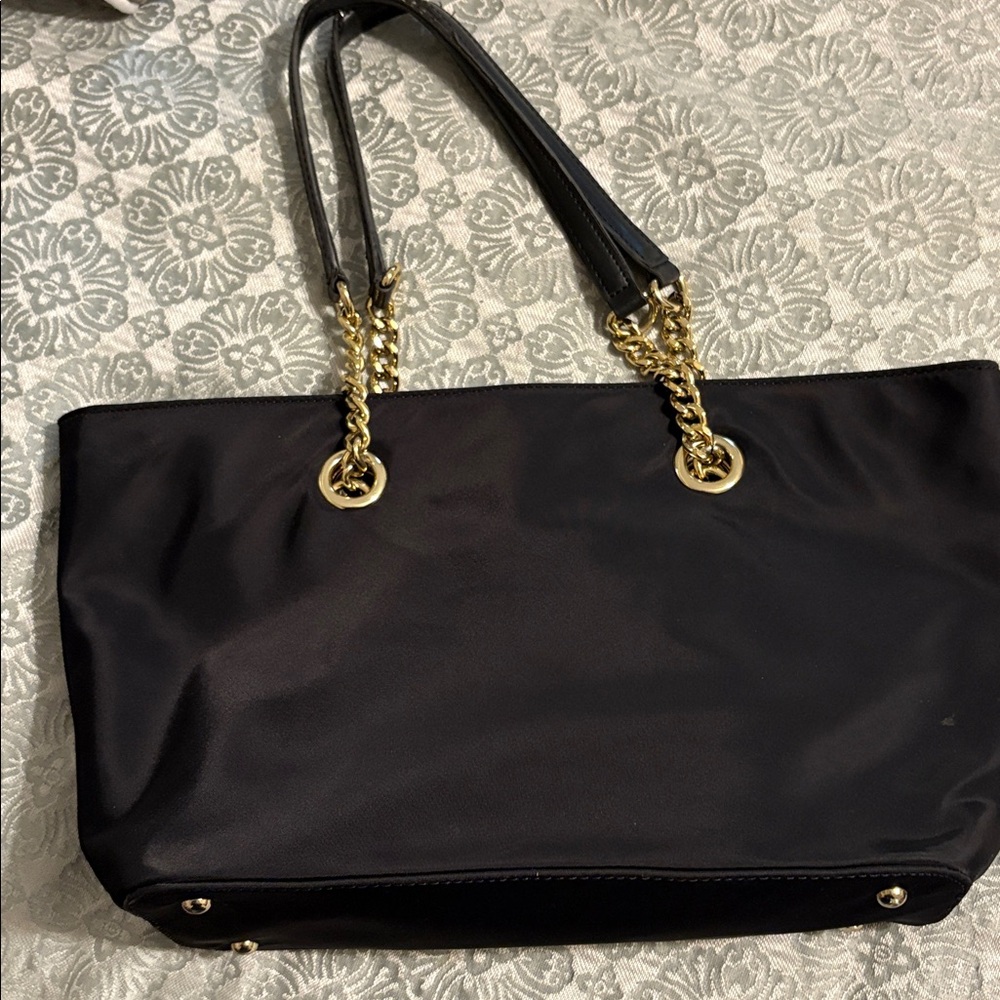 Calvin Klein Black Tote with Gold Chain Accents - Picture 4 of 7